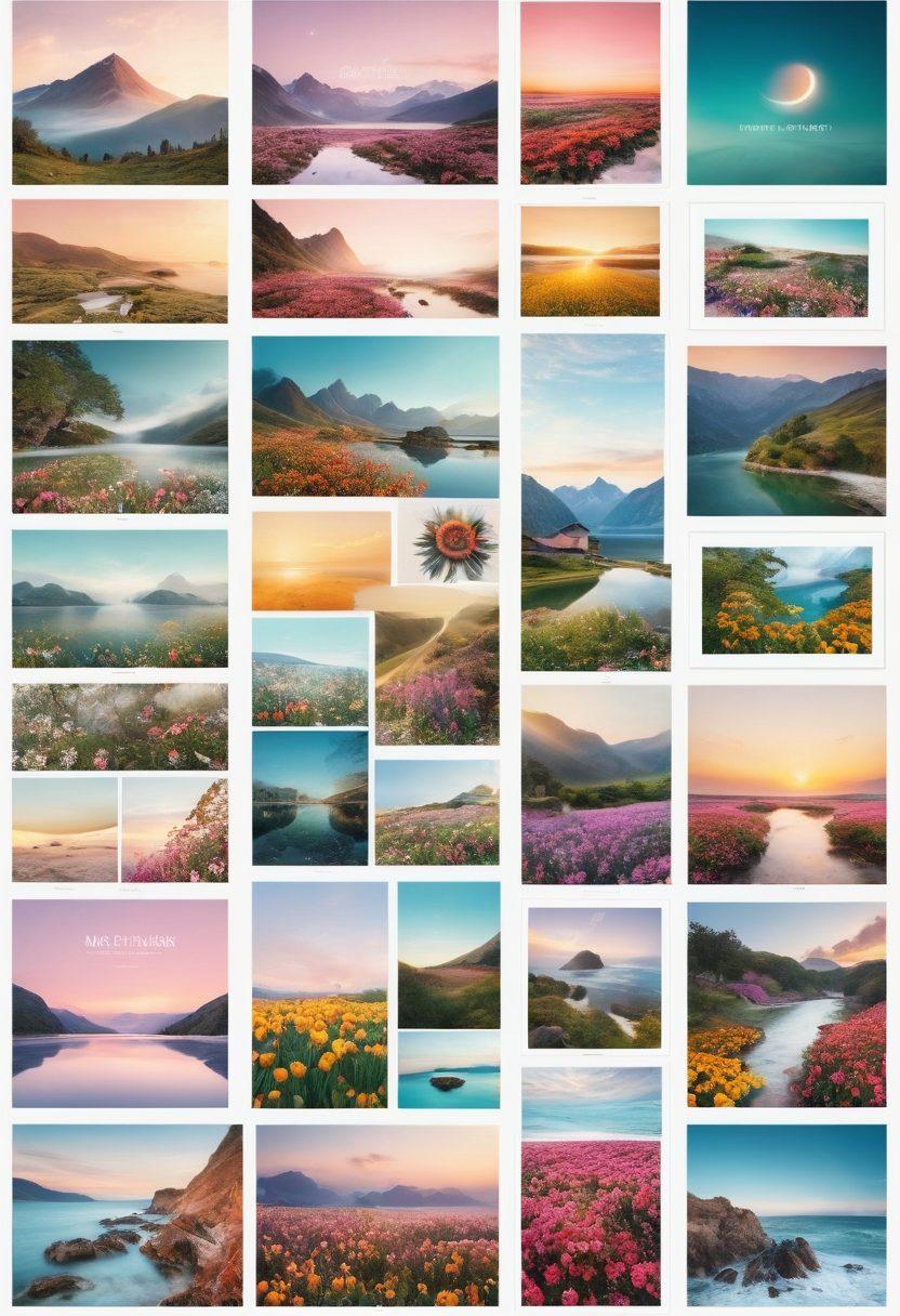 A visually stunning collage of breathtaking website designs displayed on computer screens, surrounded by elements of nature like flowers and sunshine to symbolize beauty and attraction. Each screen showcases different styles, from minimalistic to vibrant, along with floating icons representing various topics like travel, fashion, and art. The background is a soft gradient blending pastel colors, evoking a sense of calmness and inspiration. super-realistic. vibrant colors. soft gradient.